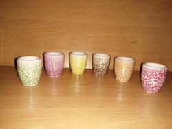 Iparművész színes kerámia pálinkás poharak - 6 db egyben (21/d)