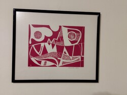 Marosán Gyula(1915-2003): Absztrakt formák pirosban, 1967