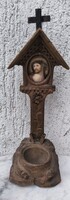 Faragott Hàzi àldàs oltàr kàpolna porcelán Jézus Krisztus képpel mécses tartó vagy szentelt víz