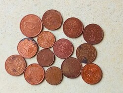 14 db Különböző Euró Cent 1,2,5 Cent Hollandia Ausztria Németország Írország Stb