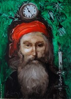 Szász Endre: Férfi órával -  eredeti festménye