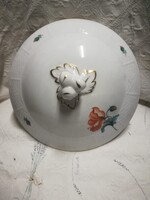 Porcelán leveses tál fedő, pipacs mintával /Herendi?/