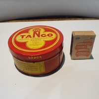 Retro Tango parketta, linóleum és bútorpaszta pléh doboz tartalommal KHV pipere