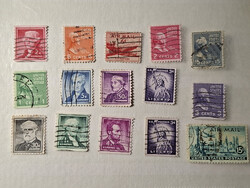 USA (Egyesült Államok) 15db régi pecsételt bélyeg, mind más (#1) (10ft/db)