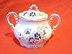 Bolti állapotú Zsolnay búzavirág mintás cukortartó mokkás / kávés készlethez