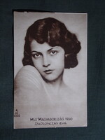 Képeslap,film,mozi,művészet,Színházi élet melléklet,Miss Magyarország,Szaplonczay Éva,1930-
