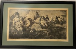 Magyar- Mannheimer Gusztáv nagyméretű ritka rézkarc