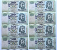 200 forint sor, 8 db 1998 - 2007-ig.