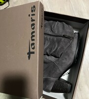 TAMARIS szürkés barna  bőr, bélelt csizma 40