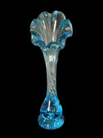 Kék cseh üveg tulipán váza