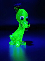 Vintage Uránium üveg uránüveg kutya dog Murano olasz