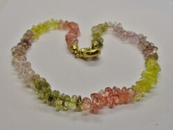 Ritka szép rózsakvarc, citrin, füstkvarc, hegyikristály, peridot nyaklánc