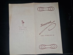 1903, táncrend, az eseményt nem írták rá