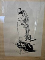 Barcsay Jenő Csendélet szoborral Eredeti!Ritka darab!