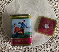 Régi kínai fém teás doboz