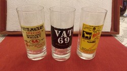 Üveg whisky cimkés pohár 3 db