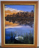 Czinóber - Alone ( 30 x 40, olaj,  új keretben )