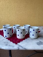 Hat darab Zsolnay kék pöttyös bögre.