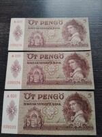 5 pengő 1939 3x sorszámkövető aUNC-EF