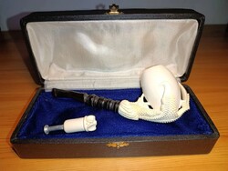 Egyszer használt 1986 CB habkő szignózott saskarom tojással török Meerschaum pipa hagyaték pipa