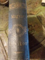 Magyar lexikon 9. kötete könyvtári kötésben, melléklettel 19. sz vége