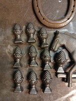 Öntöttvas vas toboz 10db dísz kályha tető sparhelt rúdra kovácsolt kapu korlát kerítés csúcsdísz