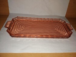 Vintage korall színű üveg tálca (b)