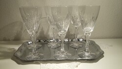 Nagyon szép fényű kristály pezsgős pohár, szolid mintával, 6 db