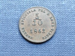 5/10 soldo, 1862, B, extra állapot. Ritka.