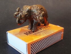 Antik indiai bronz háromfejű elefánt szobrocska