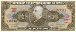 5 cruzeiro cruzeiros 1964-66 Brazilia UNC