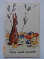 Régi grafikus húsvéti üdvözlő képeslap, Boór Vera rajz