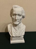 Ritka Herendi fehér Wagner büszt mellszobor 22,5 cm jelzett I. oszt. (P0050)