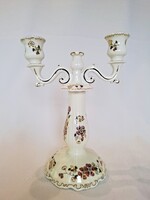 Zsolnay Kézzel festett két ágú Pillangós Gyertyatartó (391.)