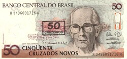 5 cruzados novos felülbélyegezve 50 cruzeiros 1990 UNC
