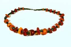 Art deco amber stone silver necklace!