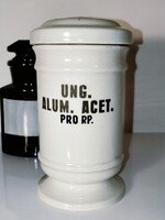 Antik Herendi Porcelán Patikai Tégely/1910-1930 - Ung. Alum. Acet.+ ajándék patikai üveg/1950