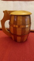 Wooden beer mug with lid
