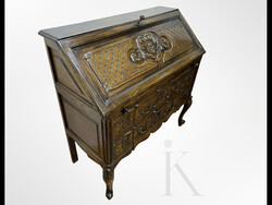 Antik stílusú tölgyfa íróasztal szekreter, írókomód