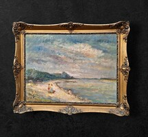 Hemmert János : Tisza partján Fürdőzők 1957