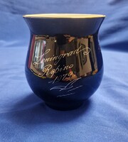 Leningrad Repino 1979 feliratú kobalt kék színű aranyozás díszítésű kis váza