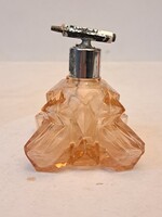 Üveg art deco parfümös, színesüveg, 1920-30-as évek, KÜLÖNLEGES FORMA, RITKASÁG