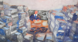 AKCIÓ! Az irodista (pasztell vegyes technika, 38x45 cm) karakter