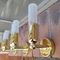 Art deco - Bauhaus 2 égős, réz falikar trió felújítva