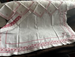 Antik monogramos damaszt asztalterítő szett (290x145 cm) + 7 szalvéta