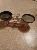 Antik, jelzett kétkarú mérleg – 3 kg – díszes öntöttvas váz