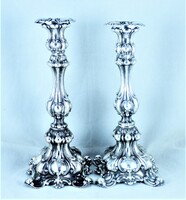 CSODASZÉP, ANTIK EZÜST GYERTYATARTÓ PÁR, CA. 1840!!!