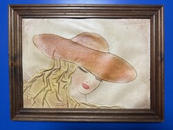 Bőr kép fa keretben-Bodnár Katalin/Miskolc