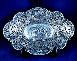 KÁPRÁZATOS, ANTIK EZÜST KÍNÁLÓ, HANAU, CA. 1880!!!