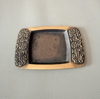 Páva motívumos Iparművészeti réz/bronz tálka